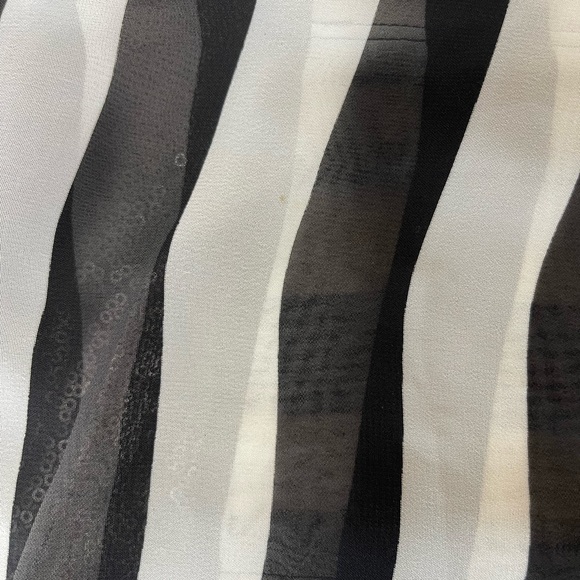 *CLEARANCE* BISOU BISOU black and white stripe sheer blouse - Picture 9 of 10